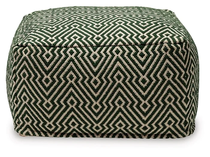 Signature Design by Ashley – Abacy Pouf in Green/Ivory – A1001053