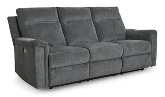 Signature Design by Ashley – Barnsana Reclining Power Sofa in Black/Gray – 3320287