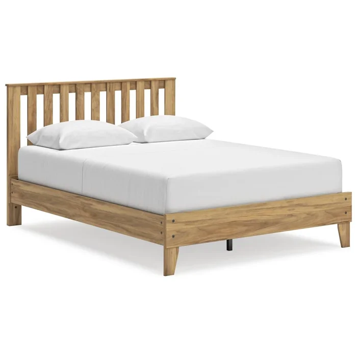 Signature Design by Ashley – Bermacy Queen Platform Panel Bed in Light Brown