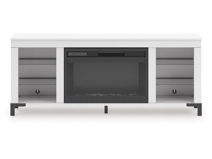 Signature Design by Ashley – Brollevi Tv Stand With Fireplace in White – W2722-168