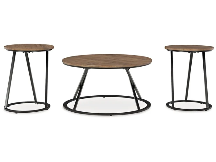 Signature Design by Ashley – Cassbryn Occasional Table Set (Set of 3) in Brown/Black – T152-13