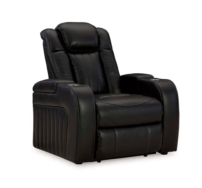 Signature Design by Ashley – Caveman Den Pwr Recliner W/Adj Headrest in Midnight – 9070313