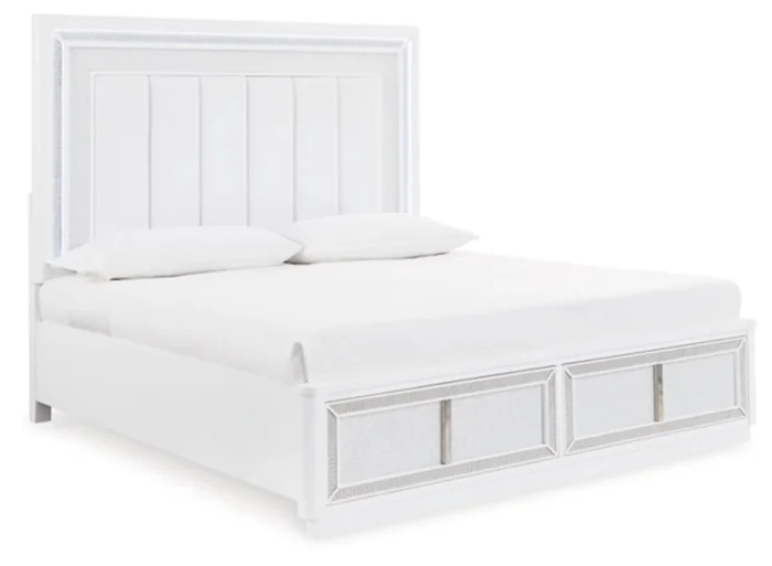 Signature Design by Ashley – Chalanna Queen Upholstered Storage Bed in White