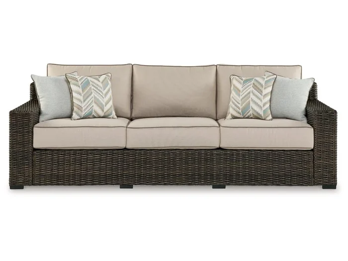Signature Design by Ashley – Coastline Bay Outdoor Sofa With Cushion in Brown – P784-838