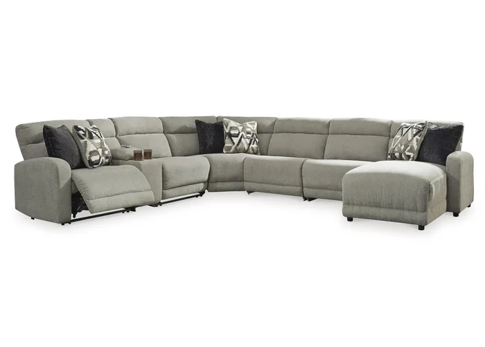 Signature Design by Ashley – Colleyville 7 Piece Power Reclining Modular Sectional With Console & Chaise in Stone