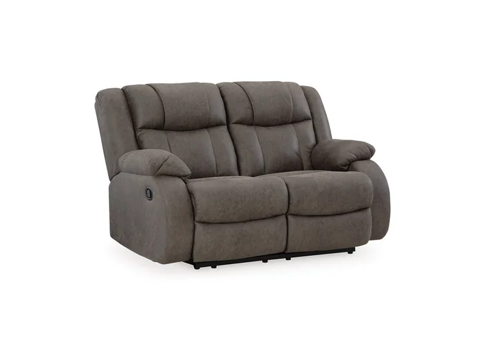 Signature Design by Ashley – First Base Reclining Loveseat in Gunmetal – 6880486