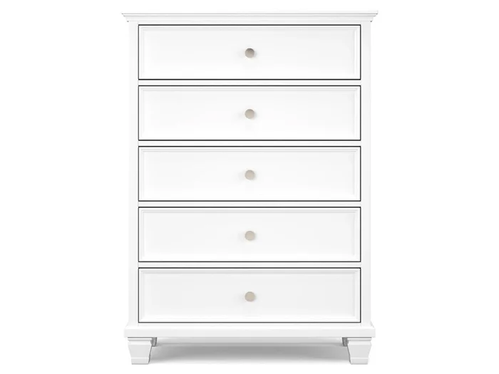 Signature Design by Ashley – Fortman Five Drawer Chest in White – B680-46