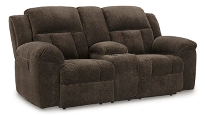 Signature Design by Ashley – Frohn Reclining Loveseat With Console in Chocolate – 3740794