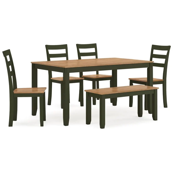 Signature Design by Ashley – Gesthaven Dining Room Table (Set of 6) in Natural/Green – D401-325