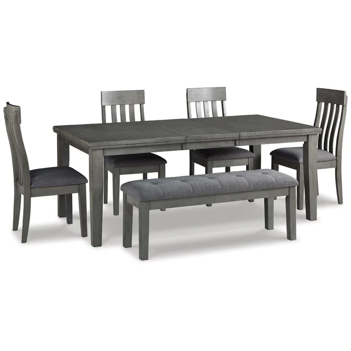 Signature Design by Ashley – Hallanden Dining Table With 4 Chairs And Bench in Gray