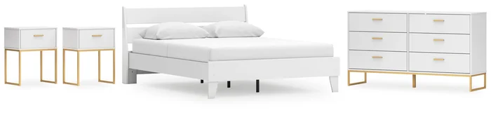 Socalle Bedroom Set Panel Platform Bed with Dresser and 2 Nightstands