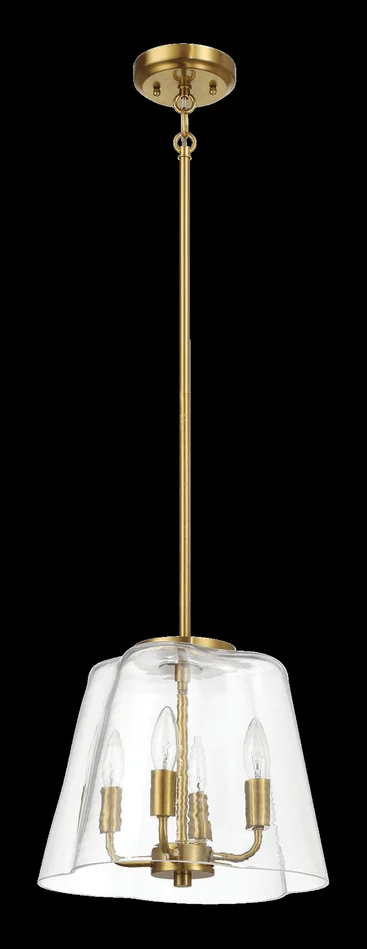Soiree Four Candle Lights Pendant With Clear Glass – Satin Brass