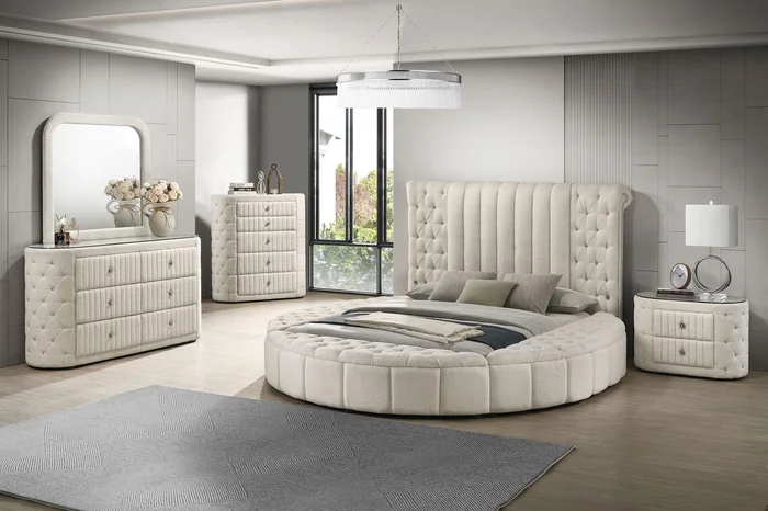 Sonya 5-piece Upholstered Eastern King Bedroom Set Ivory