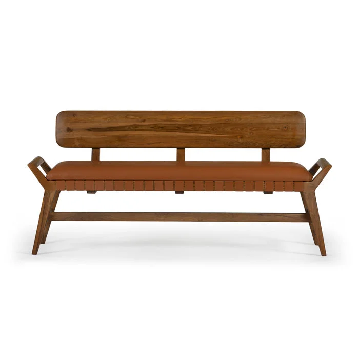 Stevens Wood and Leather Bench