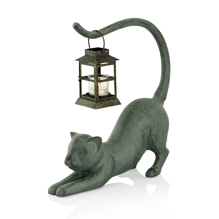 Stretching Cat Garden Lantern By SPI Home – 15in Height