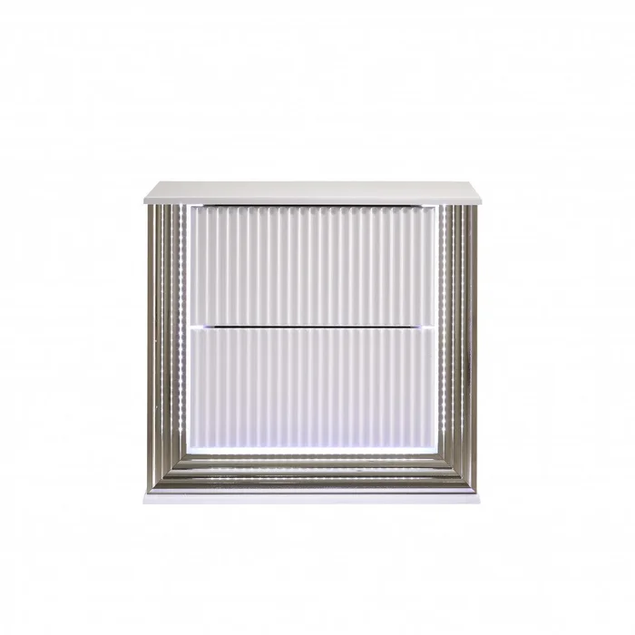 Stunning Bright White Led Two Drawer Nightstand By Homeroots