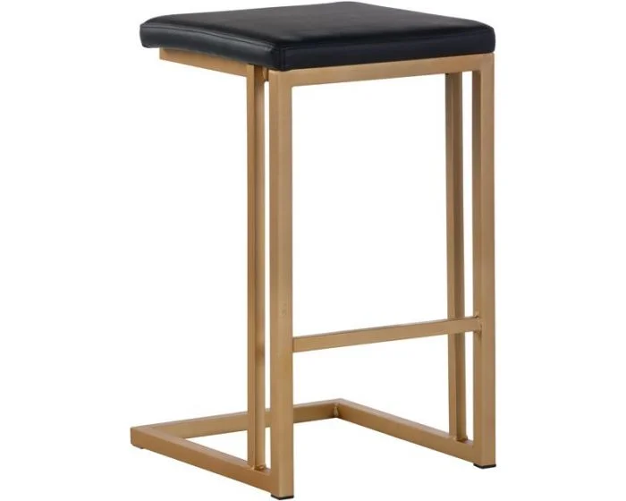 Sunpan Urban Unity Boone Counter Stool – Champagne Gold – Onyx – Set of 2 (Dropshippable)