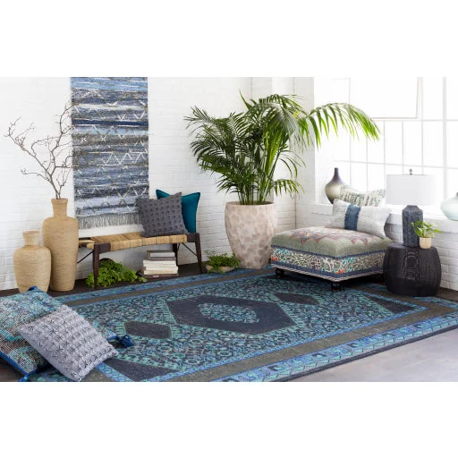 Surya Ottoman – SURA002-323216 – Charcoal, Denim, Red, Aqua, Ivory, Black