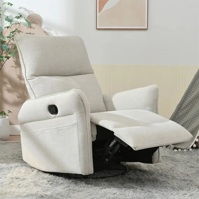 Swivel Rocker Recliner Chair, Modern Glider for Living Room, Gray Fabric