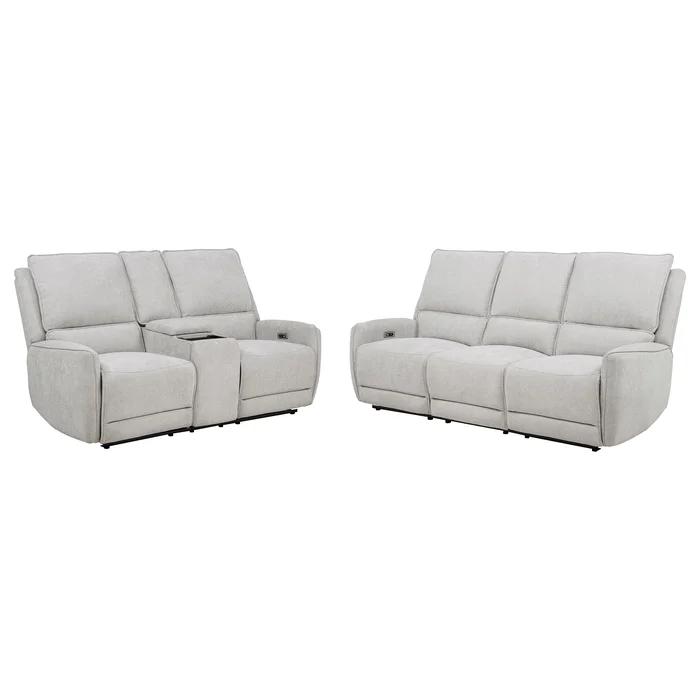 Sylmar 2-piece Chenille Power Reclining Sofa Set Dove Grey