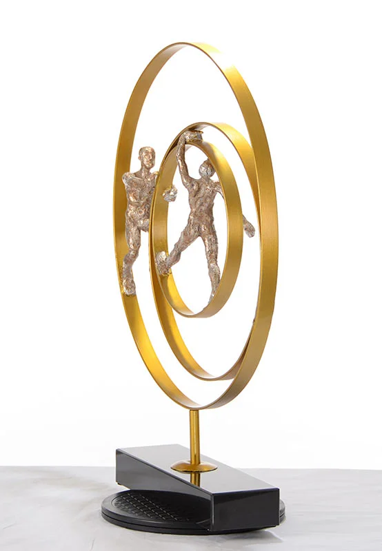 SZ0240 Modern Bronze Acrobats-Rings Sculpture