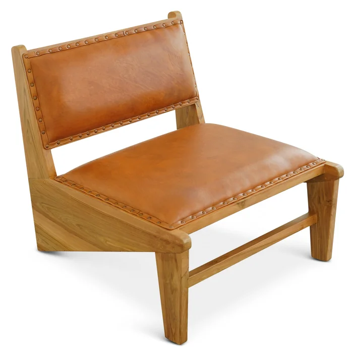 Talon Solid Wood Tan Leather Lounge Chair