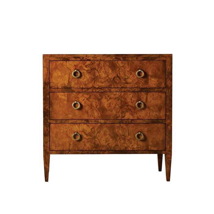 Three Drawer Chest On Legs – Walnut Burl