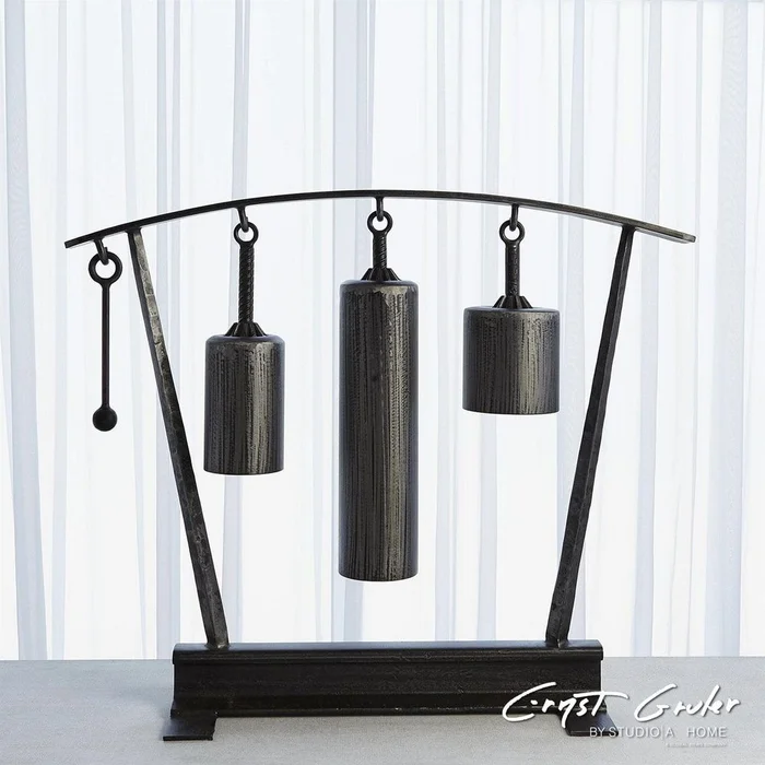 Three Tone Rail Sound Sculpture-Natural Iron