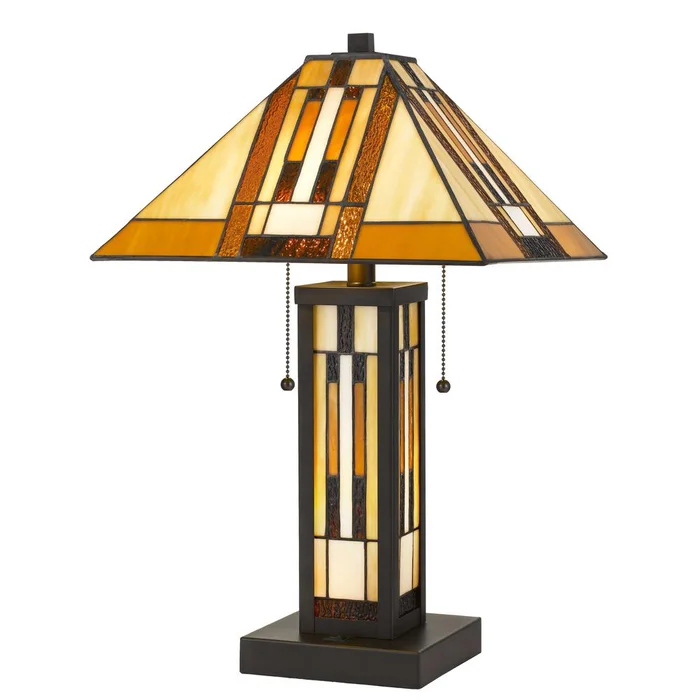 Tiffany Table Lamp W/7W Night Light By Cal Lighting – Dark Bronze