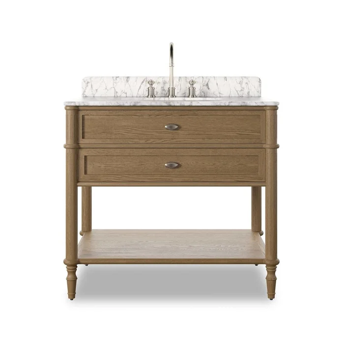 Toulouse Single Vanity – Washed Blonde Oak Veneer