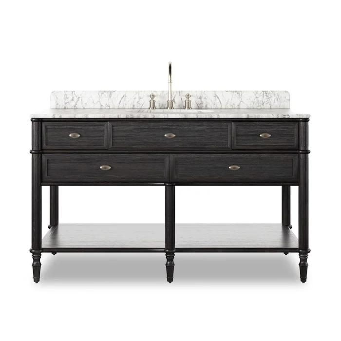 Toulouse Single Wide Vanity – Satin Black Veneer