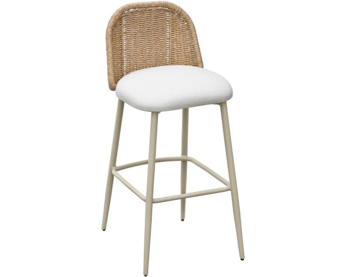 TOV Furniture Alexa Performance Fabric Outdoor Barstool – Cream (Dropshippable)