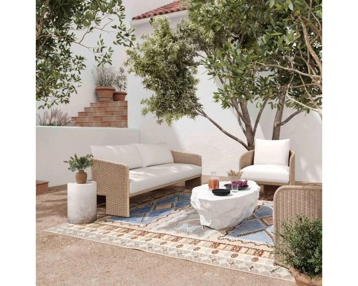 TOV Furniture Alexa Performance Fabric Outdoor Sofa Set – Cream