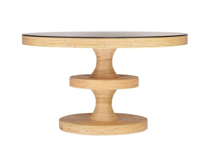 TOV Furniture Apollonia Round Dining Table – Natural Rattan