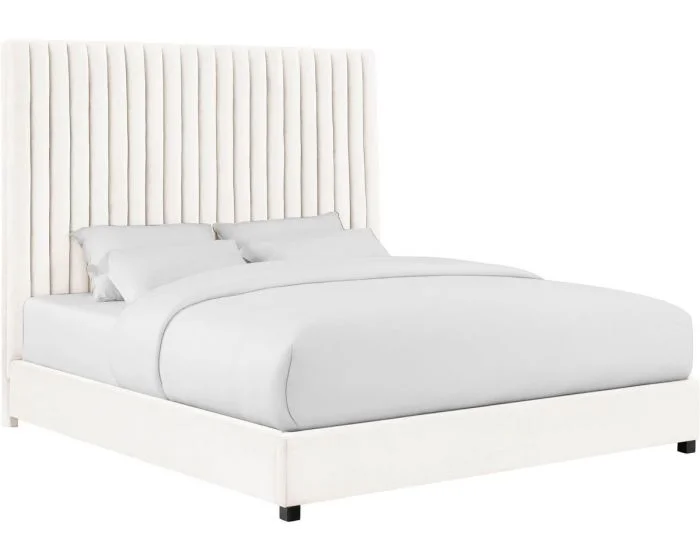 TOV Furniture Arabelle White Velvet Bed, Queen