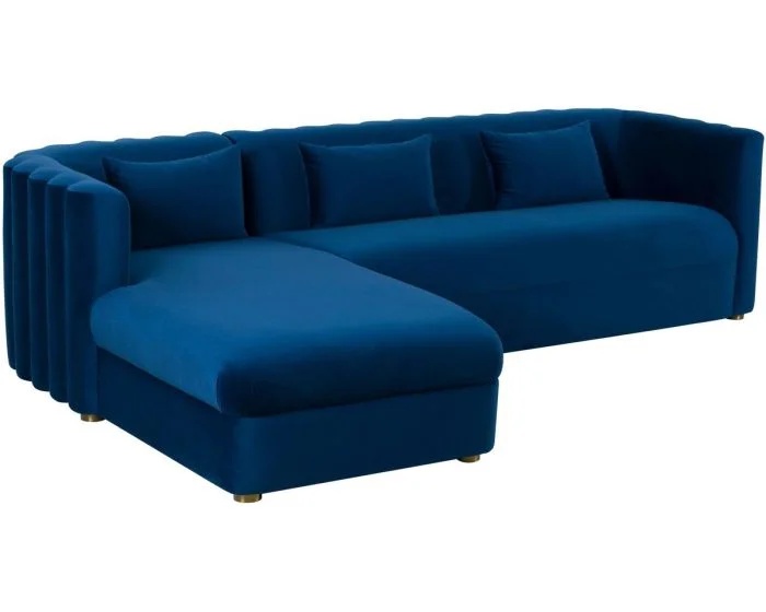 TOV Furniture Callie Navy Velvet Sectional – Left Arm Facing