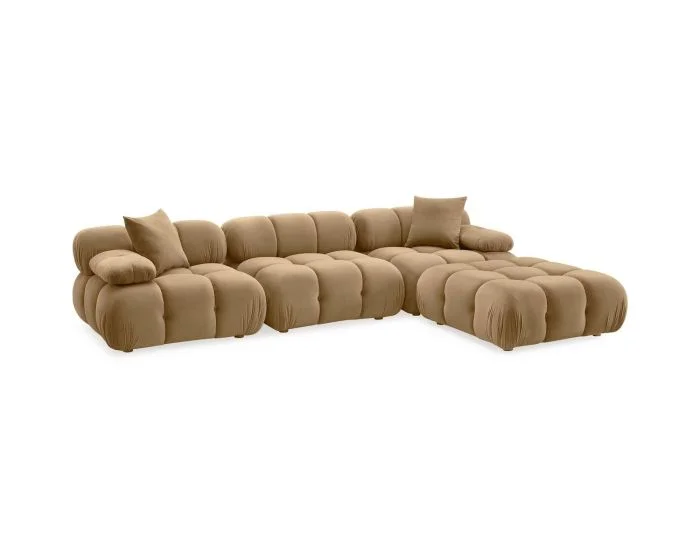TOV Furniture Calliope Performance Velvet 4-piece Modular Sectional – Cafe Au Lait