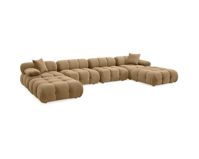 TOV Furniture Calliope Performance Velvet 6-piece Modular U-Sectional – Cafe Au Lait