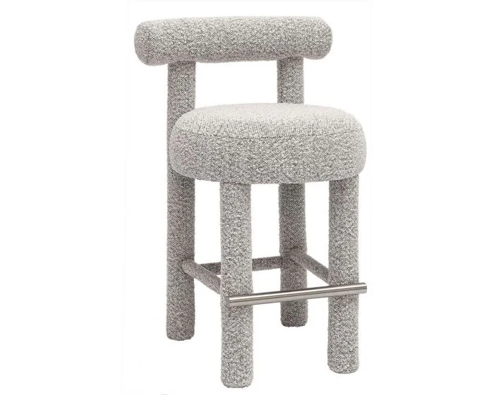 TOV Furniture Carmel Performance Boucle Counter Stool – Black & White (Dropshippable)