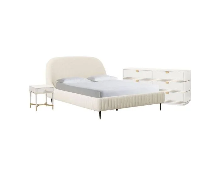 TOV Furniture Denise Bedroom Set – Cream Boucle