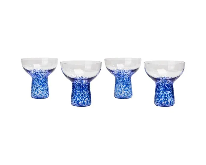 TOV Furniture Dottie Handblown Cocktail Glass – Set of 4 – Blue Dots (CL1A) – CLEARANCE SALE (Dropshippable)