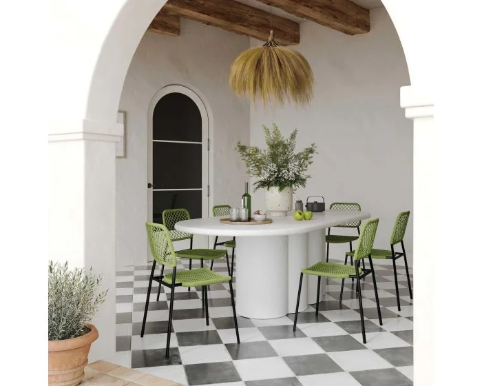 TOV Furniture Elika Plaster Oval Dining Set – White Faux