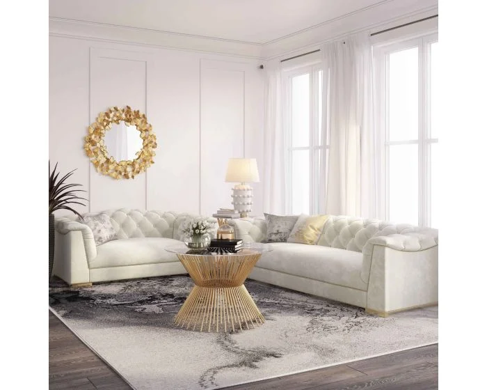 TOV Furniture Farah Cream Velvet Sofa Set