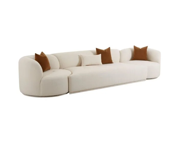 TOV Furniture Fickle 3-Piece Modular Sofa – Cream Boucle