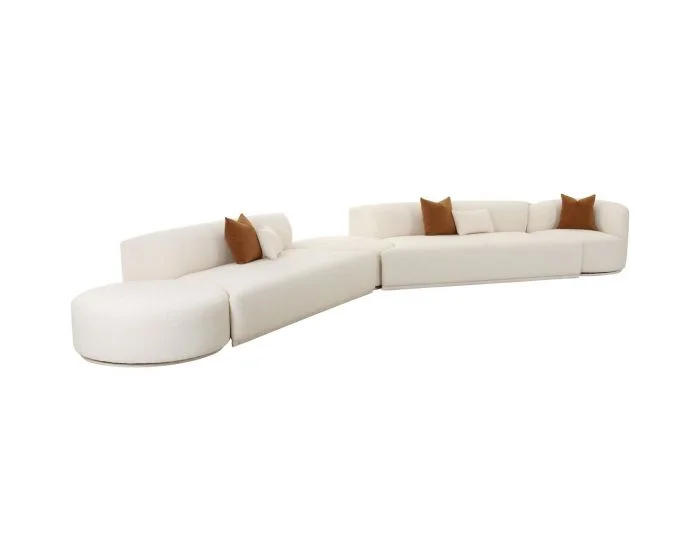 TOV Furniture Fickle 5-Piece Modular Chaise Sectional – Cream Boucle