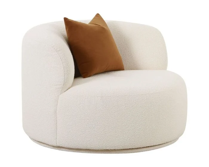 TOV Furniture Fickle Swivel Chair – Cream Boucle