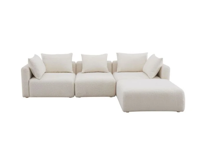 TOV Furniture Hangover 4-Piece Modular Sectional -Cream Boucle