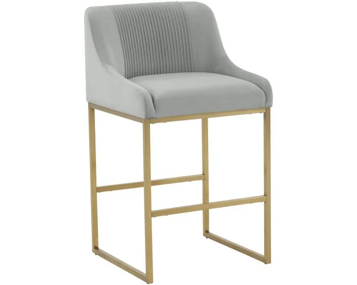 TOV Furniture Lisa Pleated Velvet Counter Stool – Grey (Dropshippable)