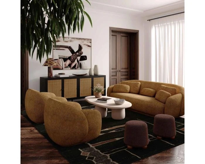 TOV Furniture Misty Sofa Set – Brown Boucle