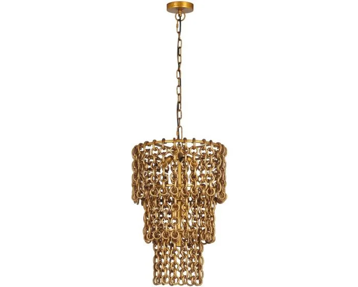TOV Furniture Nirsa Chain Link 3-Tier Chandelier – Brass (Dropshippable)
